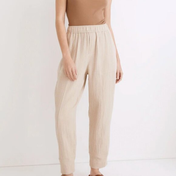 Madewell Lightspun Pull-On Balloon Pants Cotton Gauze Natural Size LP - Picture 1 of 14